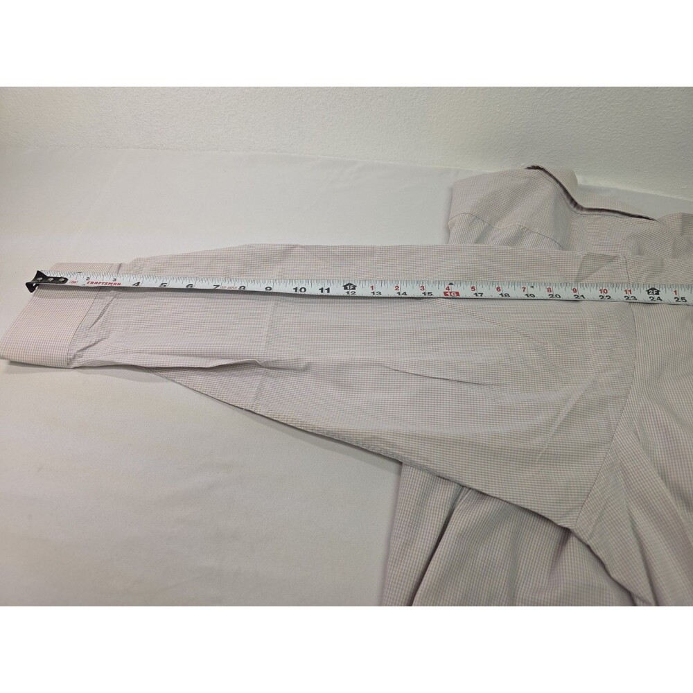 Forsyth Of Canada Cream Checkered Pattern Long Sleeve Dress Shirt Button Down - Picture 6 of 6
